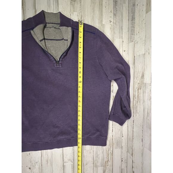 Tommy Bahama 1/4 Zip Mock Neck Reversible Sweater Mens Purple/Gray Large? - Picture 9 of 9